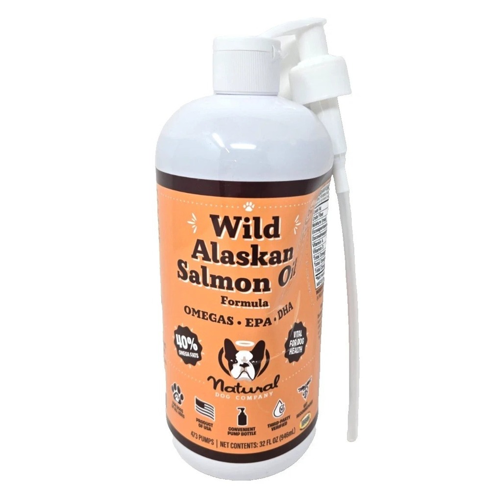 Natural Dog Company Wild Alaskan Salmon Oil Formula with Omega 3, Fish Oil, 32oz